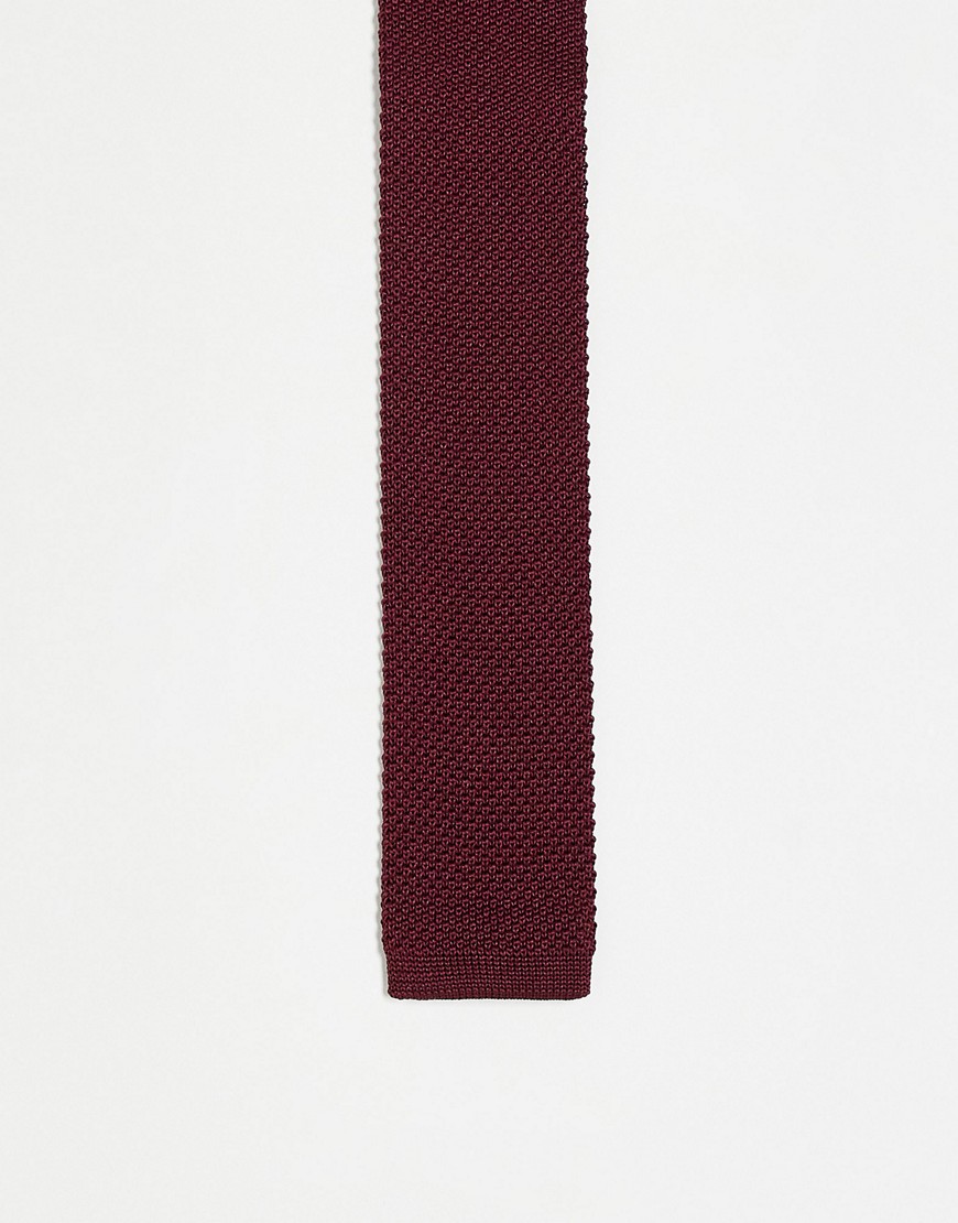 French Connection knitted tie in chateaux-Red