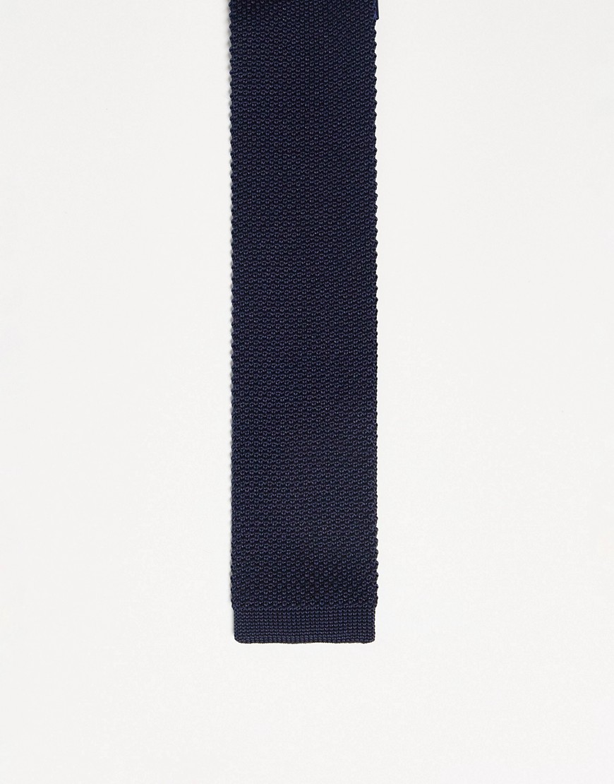 French Connection Knitted Tie In Navy