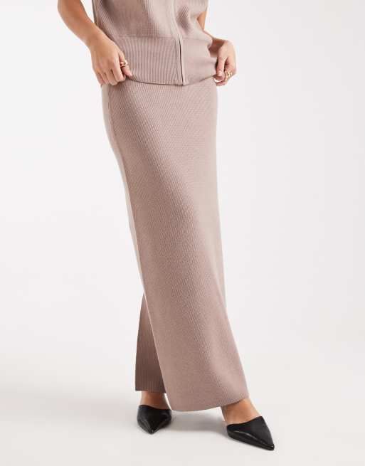 French Connection knitted tube midi skirt co-ord in taupe, 2 of 5