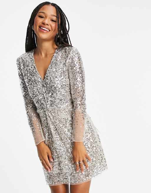 Emelina embellished v outlet neck dress