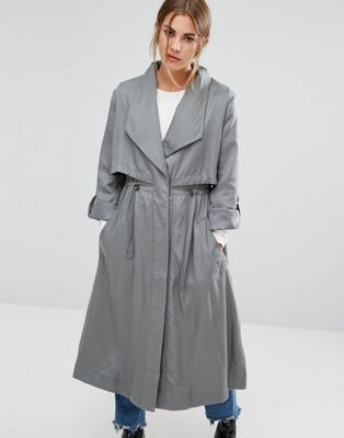 French Connection Kruger Oversized, Green Trench Coat French Connection