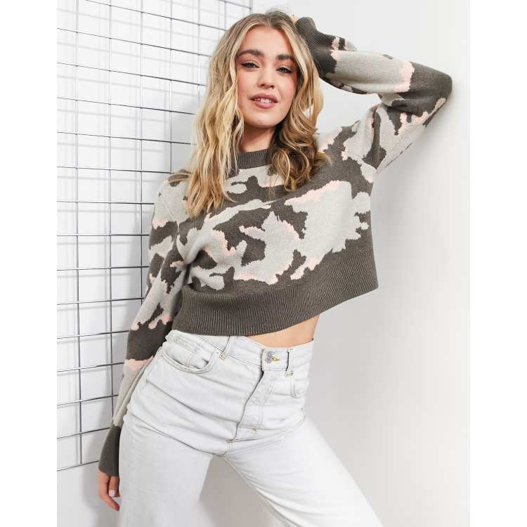 Camo cropped clearance jumper