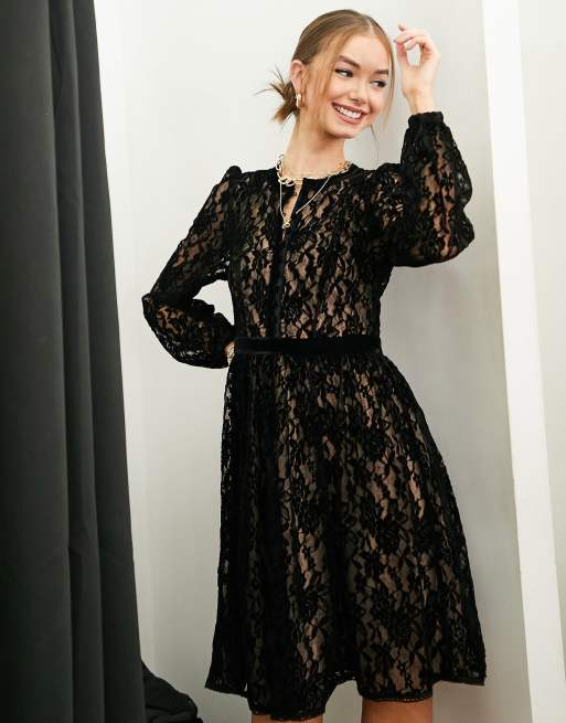 Asos lace black outlet dress