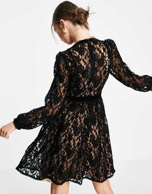 French connection black cheap lace dress