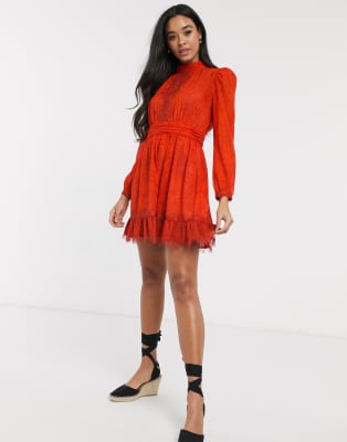 french connection red lace dress