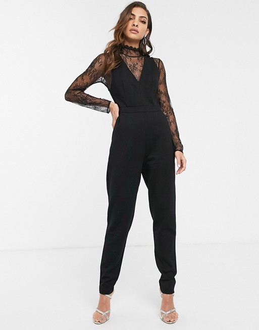 French Connection lace sleeve jumpsuit
