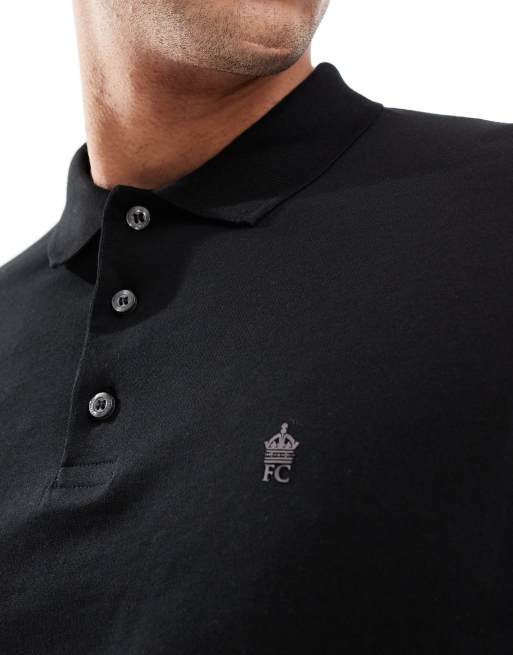 French Connection – Langärmliges Polohemd in Schwarz, 4 von 4