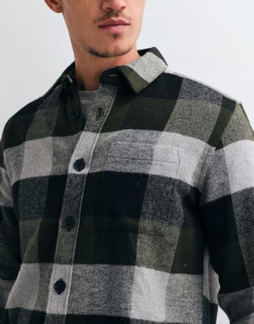 French Connection large check flannel shirt in khaki multi, 2 of 5