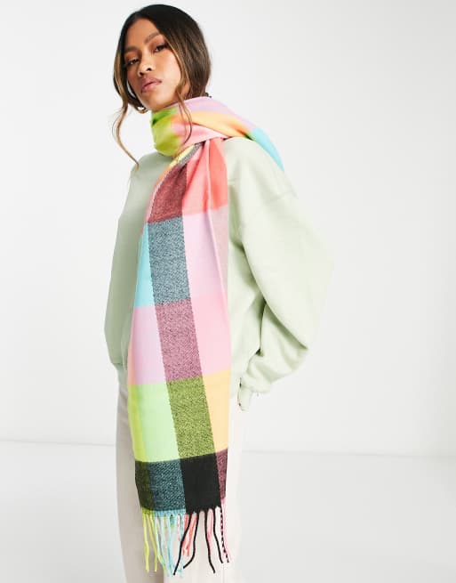 French Connection large check scarf in multi