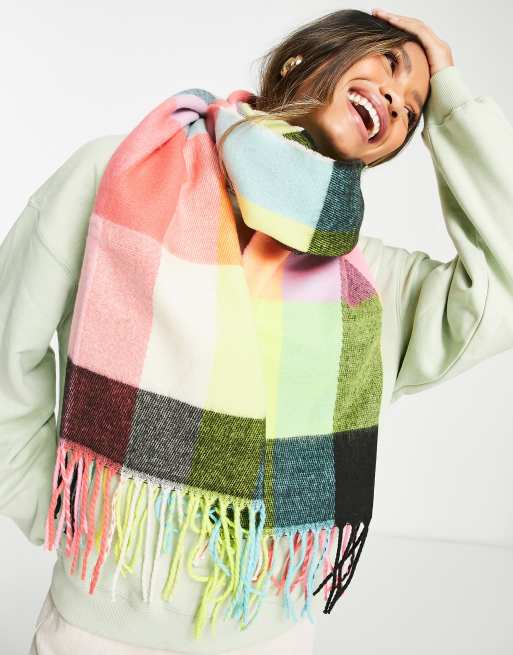 French Connection large check scarf in multi ASOS