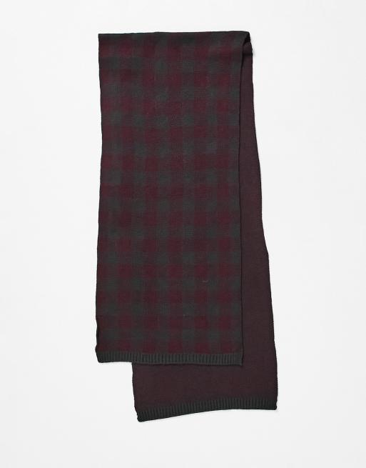 French Connection large gingham scarf in burgundy