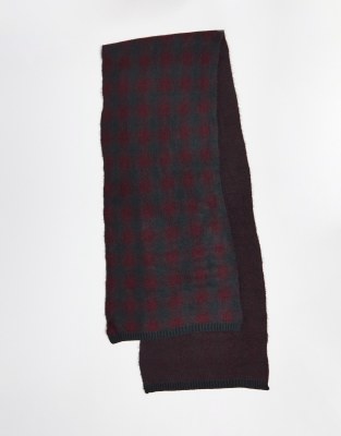 French Connection large gingham scarf in burgundy - ASOS Price Checker