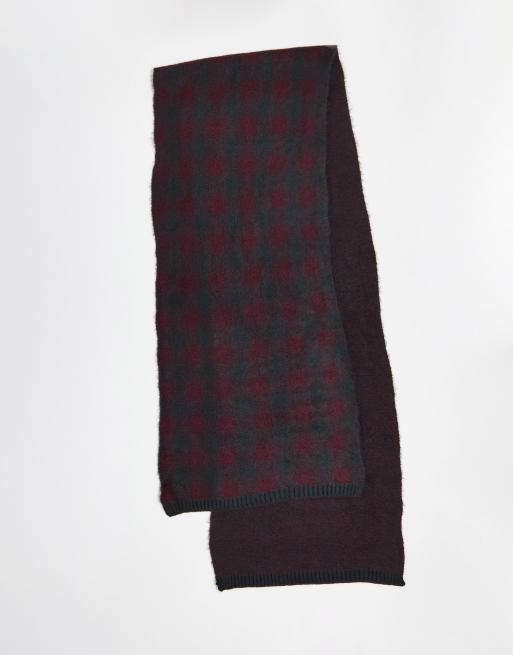 French Connection large gingham scarf in burgundy