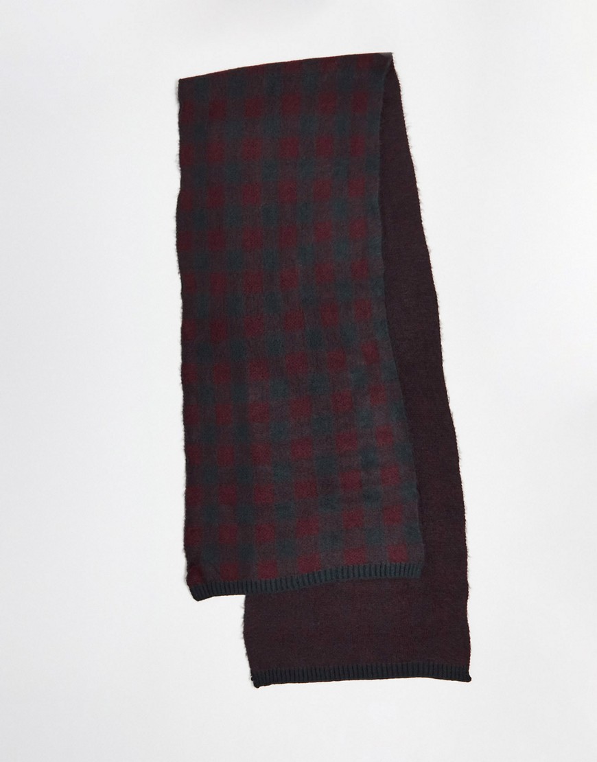 large gingham scarf in burgundy-Red