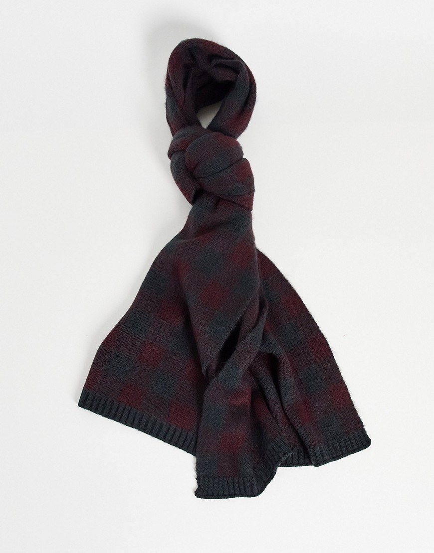 French Connection Large Gingham Scarf In Burgundy-red
