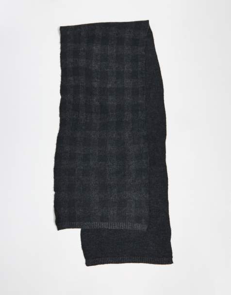 French Connection large gingham scarf in gray - view 1