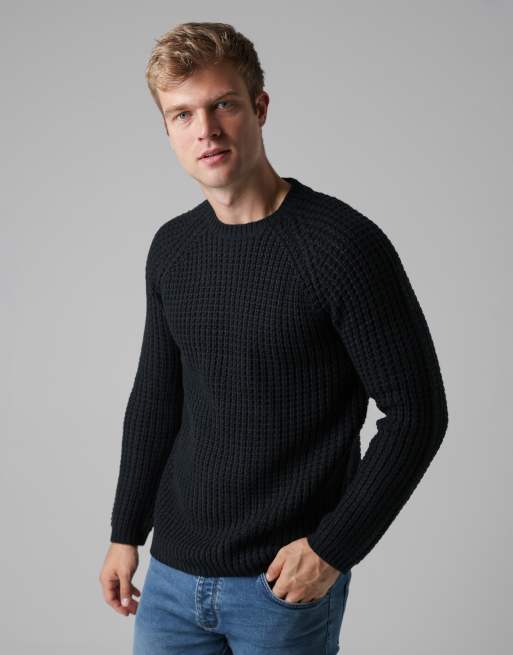 French Connection Large stitch raglan crew neck knit jumper in navy, 2 of 5