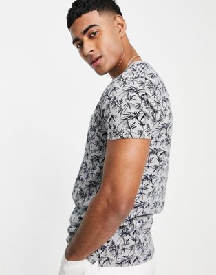 French Connection leaf print t-shirt in light grey - ASOS Price Checker