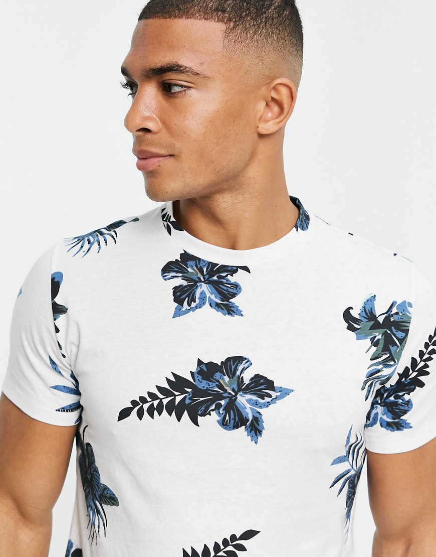 French Connection leaf t-shirt in white