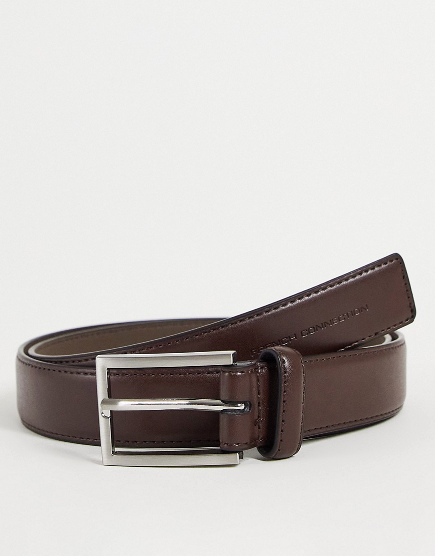 French Connection Leather Belt In Brown