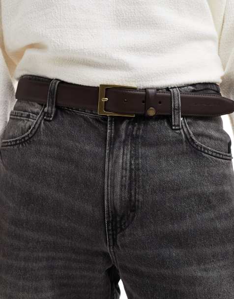 French Connection leather belt in brown - view 1