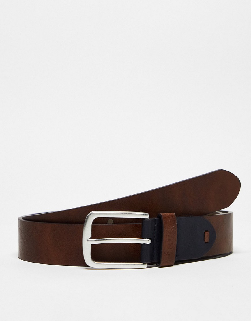 French Connection leather belt in tan-Brown