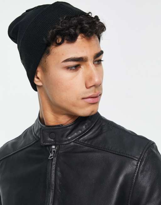Gilet classique en cuir agneau noir, Vente de gilets cuirs pour homme