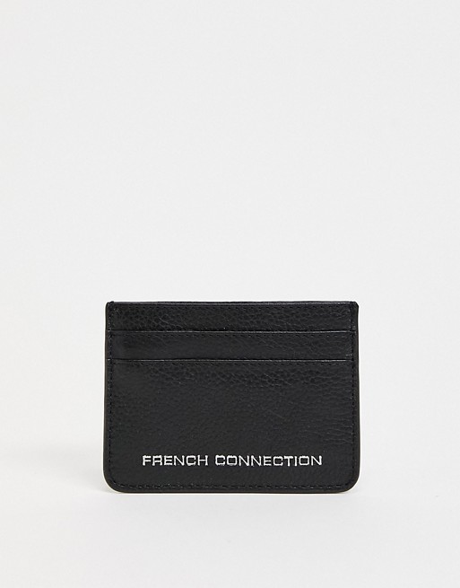 French Connection leather card holder in black