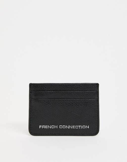 French Connection leather card holder in black ASOS