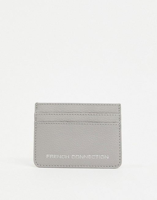 French Connection leather card holder in grey