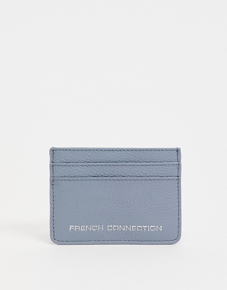 French Connection leather card holder in light blue