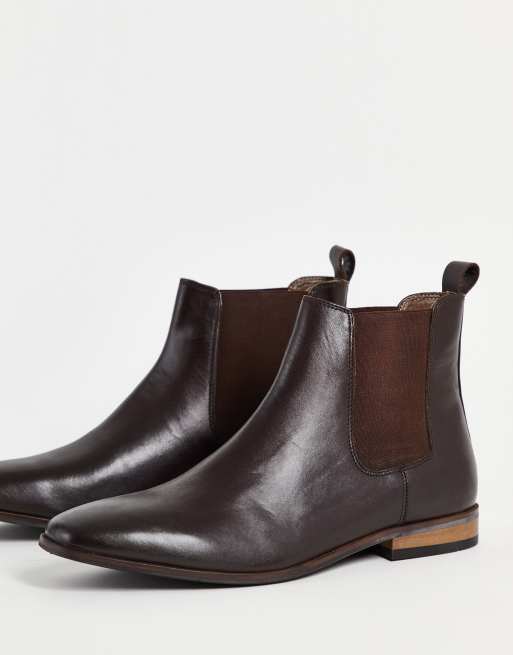 French Connection leather chelsea boot in dark brown |