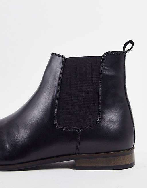 French Connection leather Chelsea boots in black | ASOS