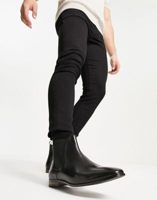 French Connection leather chelsea boots in black