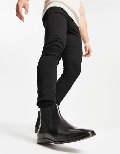 French Connection leather chelsea boots in black | ASOS