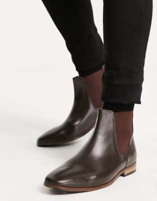 French Connection leather Chelsea boots in brown