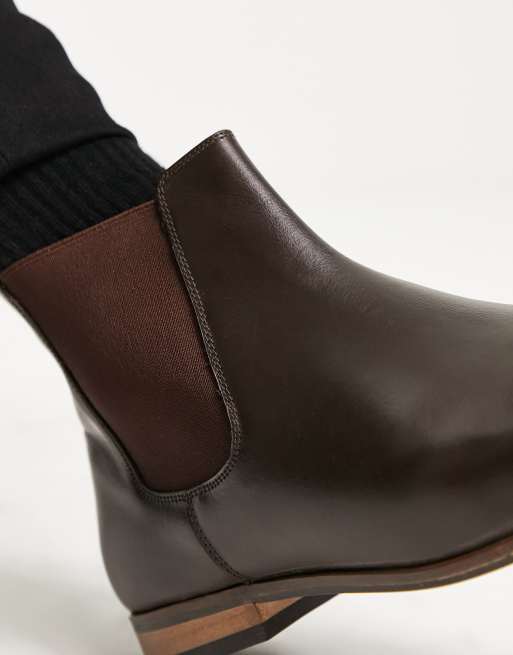 Womens leather outlet chelsea boots brown