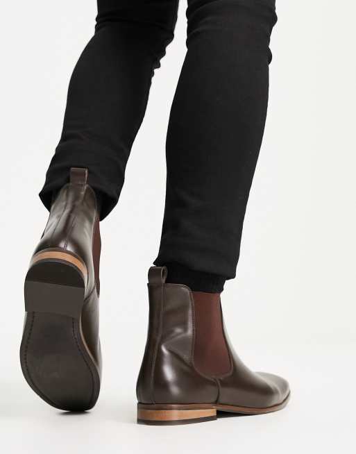 Mens brown leather outlet chelsea boots