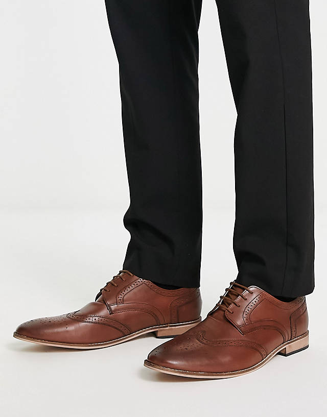French Connection - leather formal brogue in tan