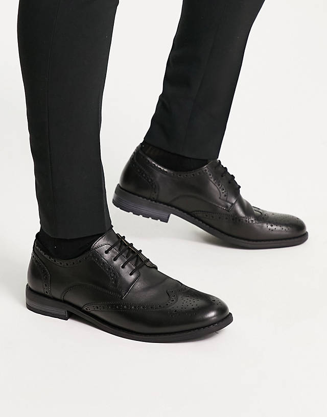 French Connection - leather formal brogue shoes in black