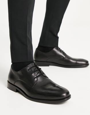 FRENCH CONNECTION LEATHER FORMAL DERBY SHOES IN BLACK