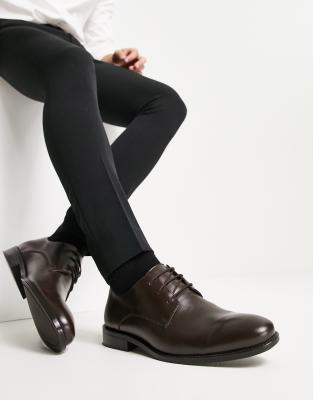 French Connection leather formal derby shoes in brown - Click1Get2 Cyber Monday