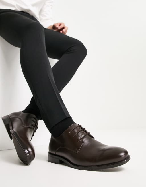 French Connection leather formal derby shoes in brown | ASOS