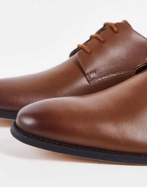 French Connection leather formal derby shoes in tan, 3 of 4