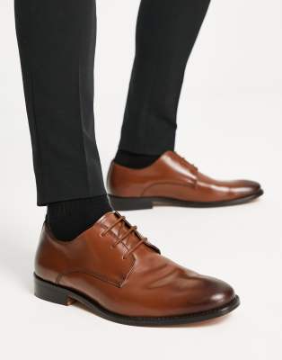 French Connection Leather Formal Derby Shoes In Tan-brown