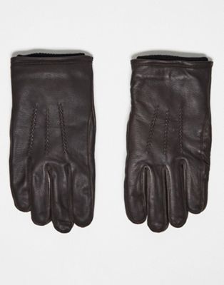 French Connection leather gloves in brown