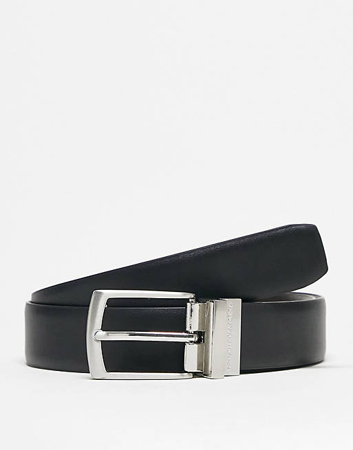 French Connection leather reversible belt in black/brown | ASOS