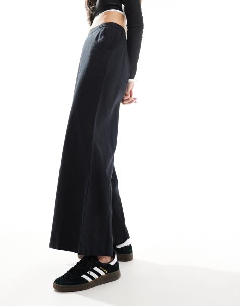 French Connection lightweight linen blend wide leg trousers in black - view 1