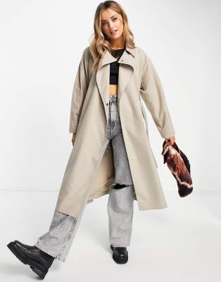 French Connection lightweight tie waist coat in brown-Green
