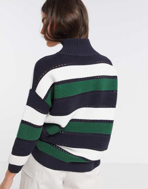 French Connection Liliya Stripe Knit Lace Hole Sweater Asos